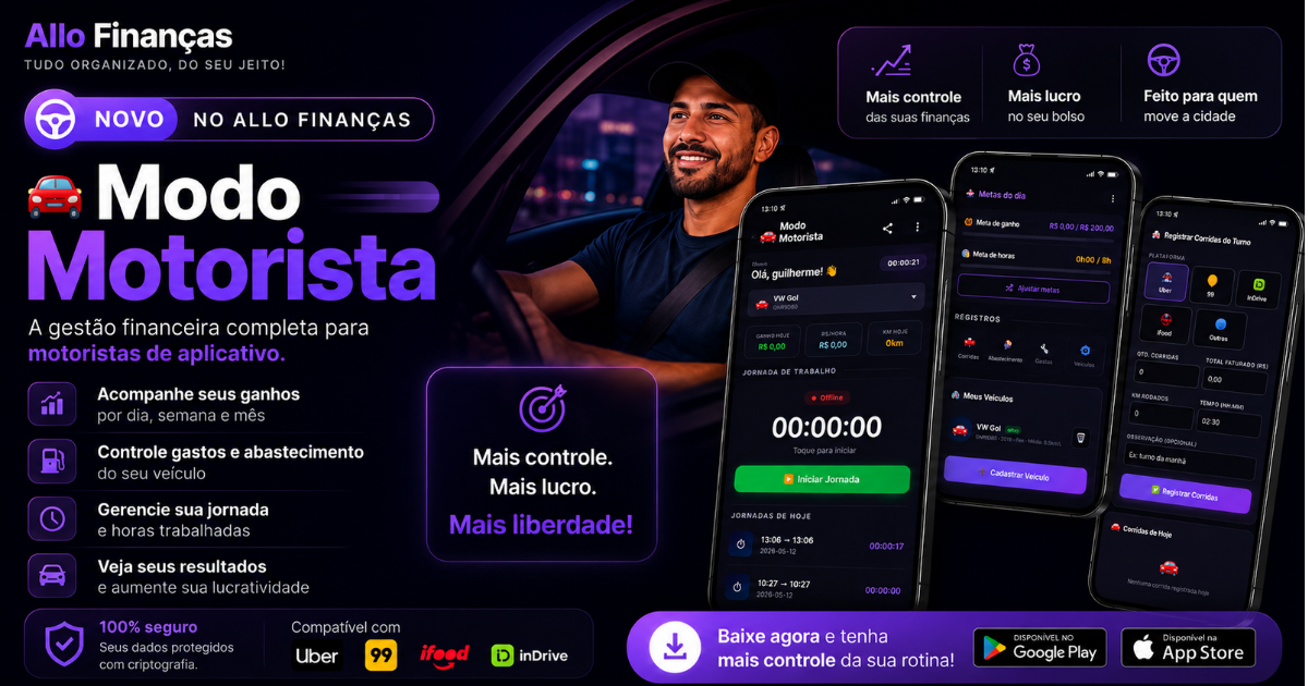 Modo Motorista AlloFinanças — Gestão Financeira Inteligente